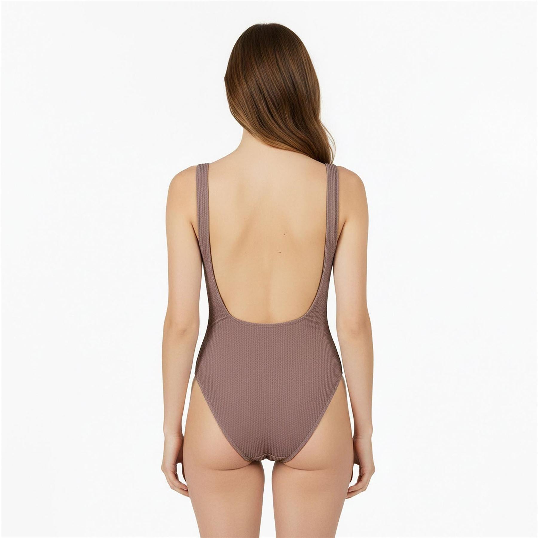 Mocha - Lifestyle - Jack Wills Womens-Ladies Crinkled One Piece Swimsuit