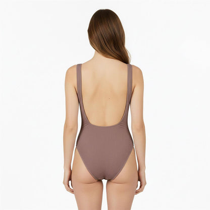 Mocha - Lifestyle - Jack Wills Womens-Ladies Crinkled One Piece Swimsuit