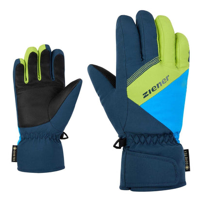 Blue-Green - Side - Ziener Childrens-Kids 1808 GORE-TEX Ski Gloves
