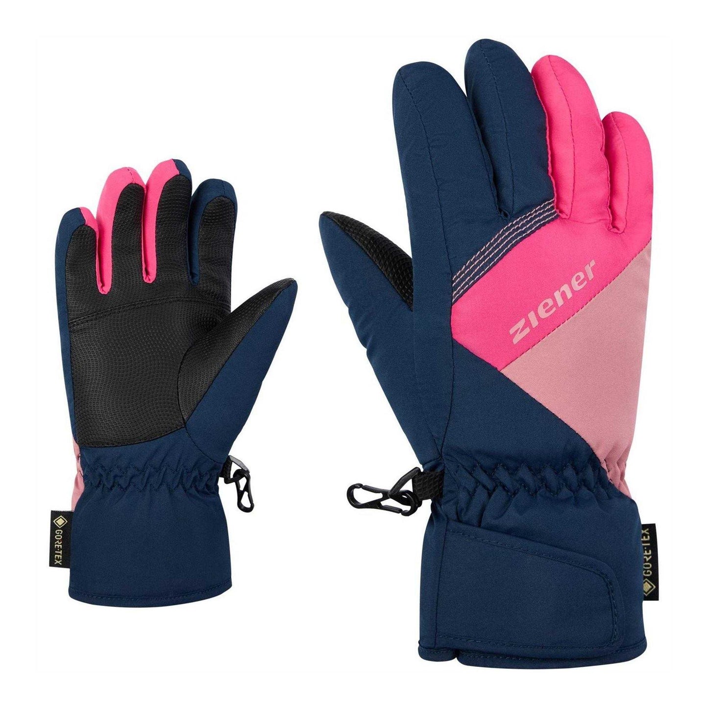 Blue-Pink - Side - Ziener Childrens-Kids 1808 GORE-TEX Ski Gloves
