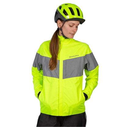 Bright Yellow - Side - Endura Womens-Ladies Colour Block Funnel Neck Jacket