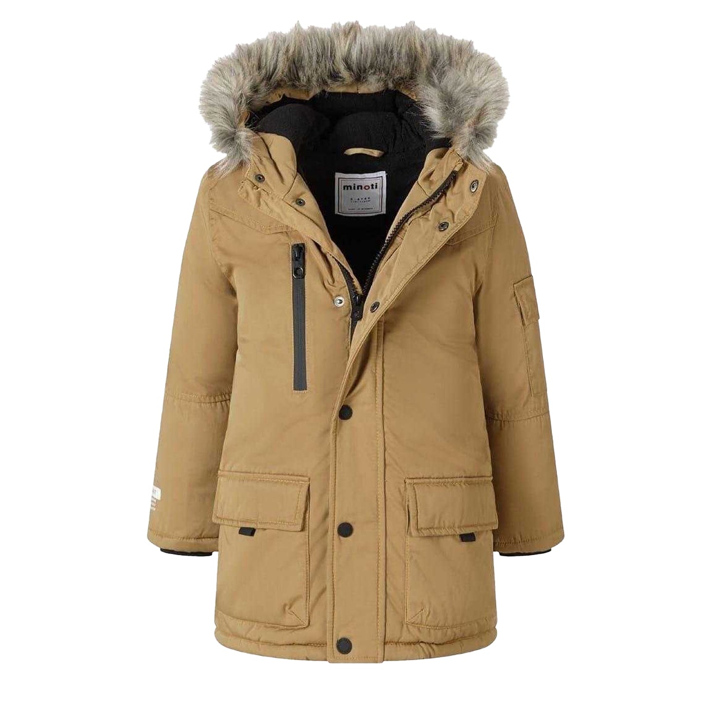 Camel - Side - Minoti Childrens-Kids Faux Fur Parka