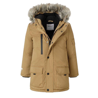 Camel - Side - Minoti Childrens-Kids Faux Fur Parka