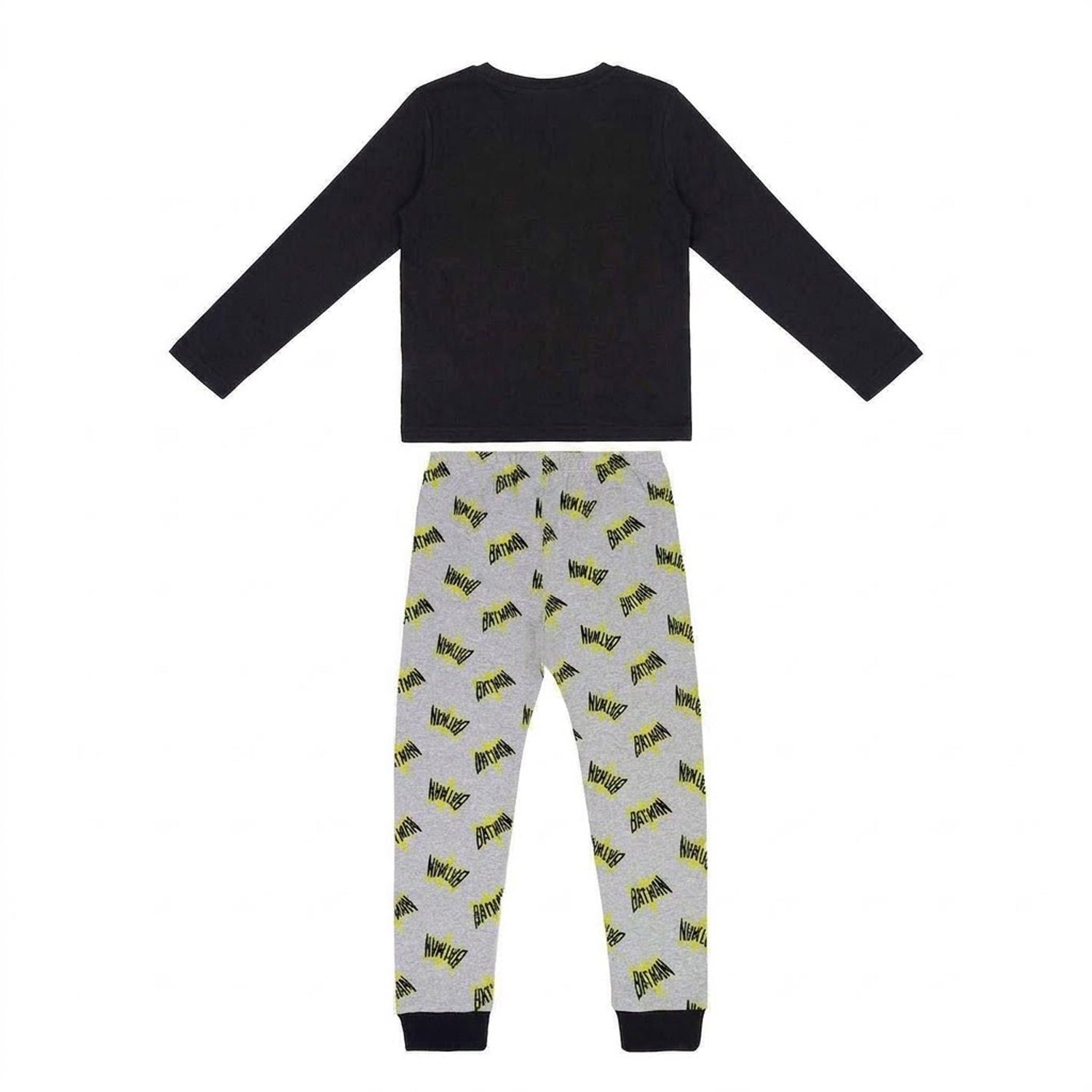 Black-Yellow - Back - Batman Boys Long Pyjama Set