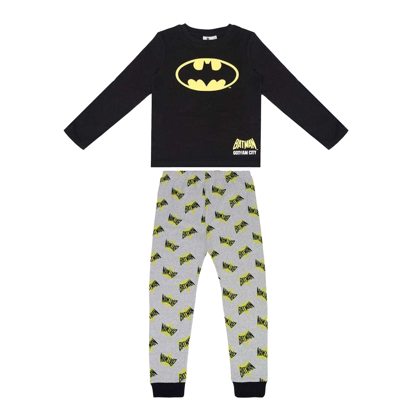 Black-Yellow - Front - Batman Boys Long Pyjama Set