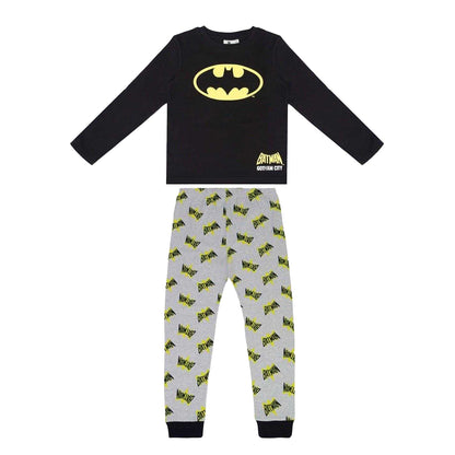 Black-Yellow - Front - Batman Boys Long Pyjama Set