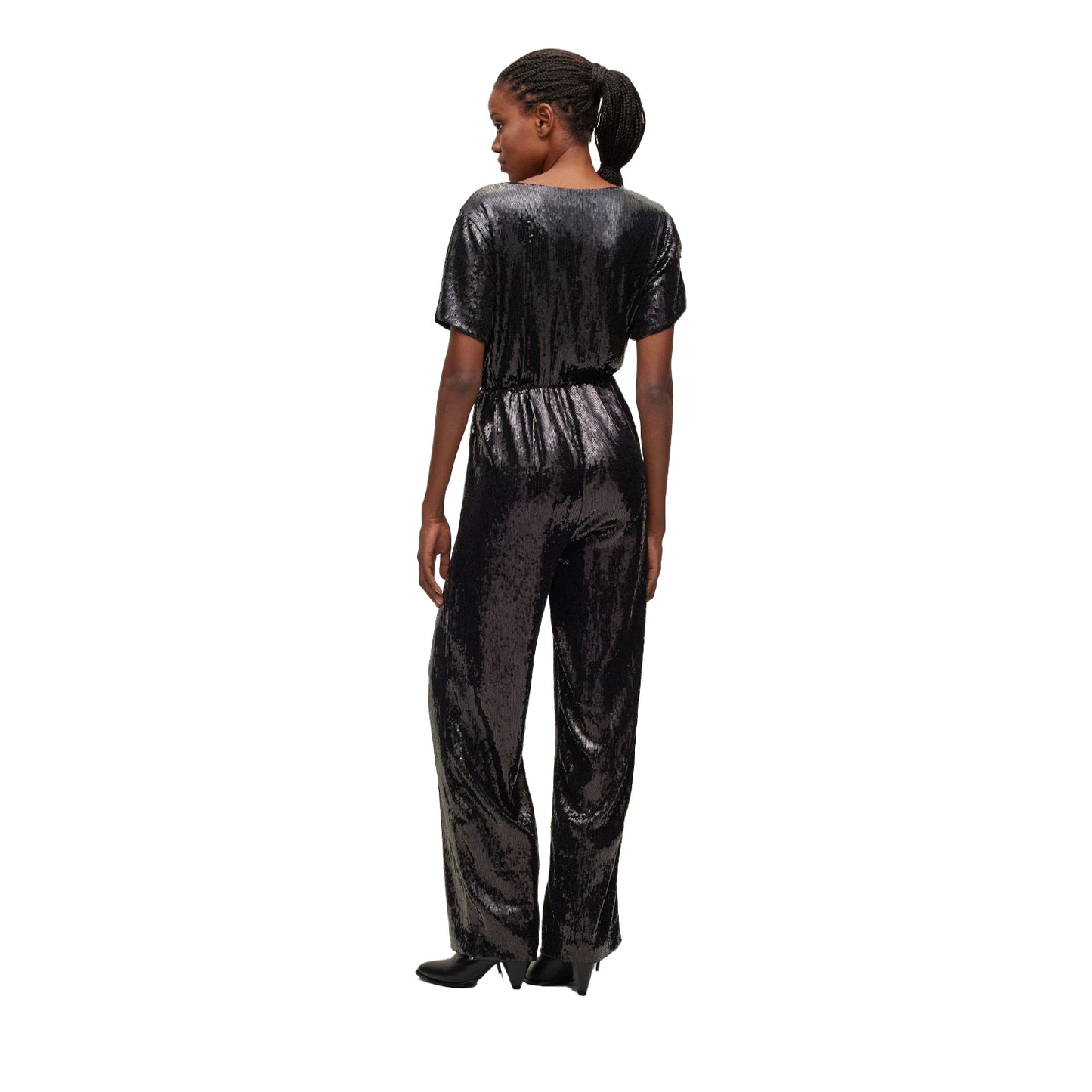 Black - Back - Boss Womens-Ladies C Eseca Sequin Jumpsuit