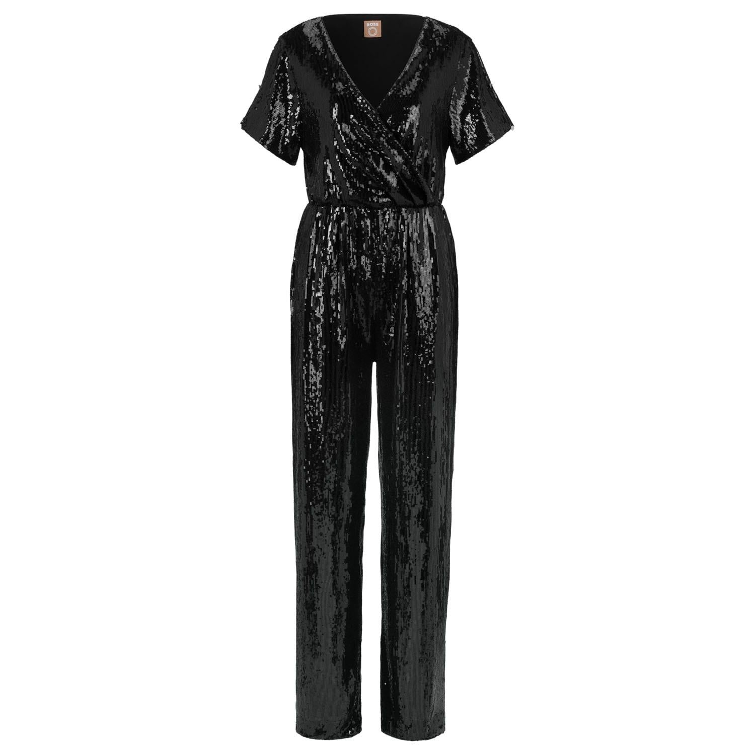 Black - Front - Boss Womens-Ladies C Eseca Sequin Jumpsuit