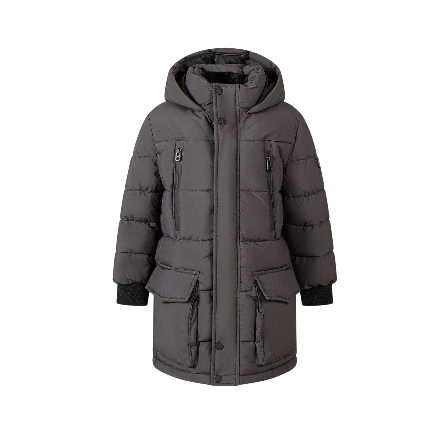 Charcoal - Front - Minoti Boys Quilted Parka
