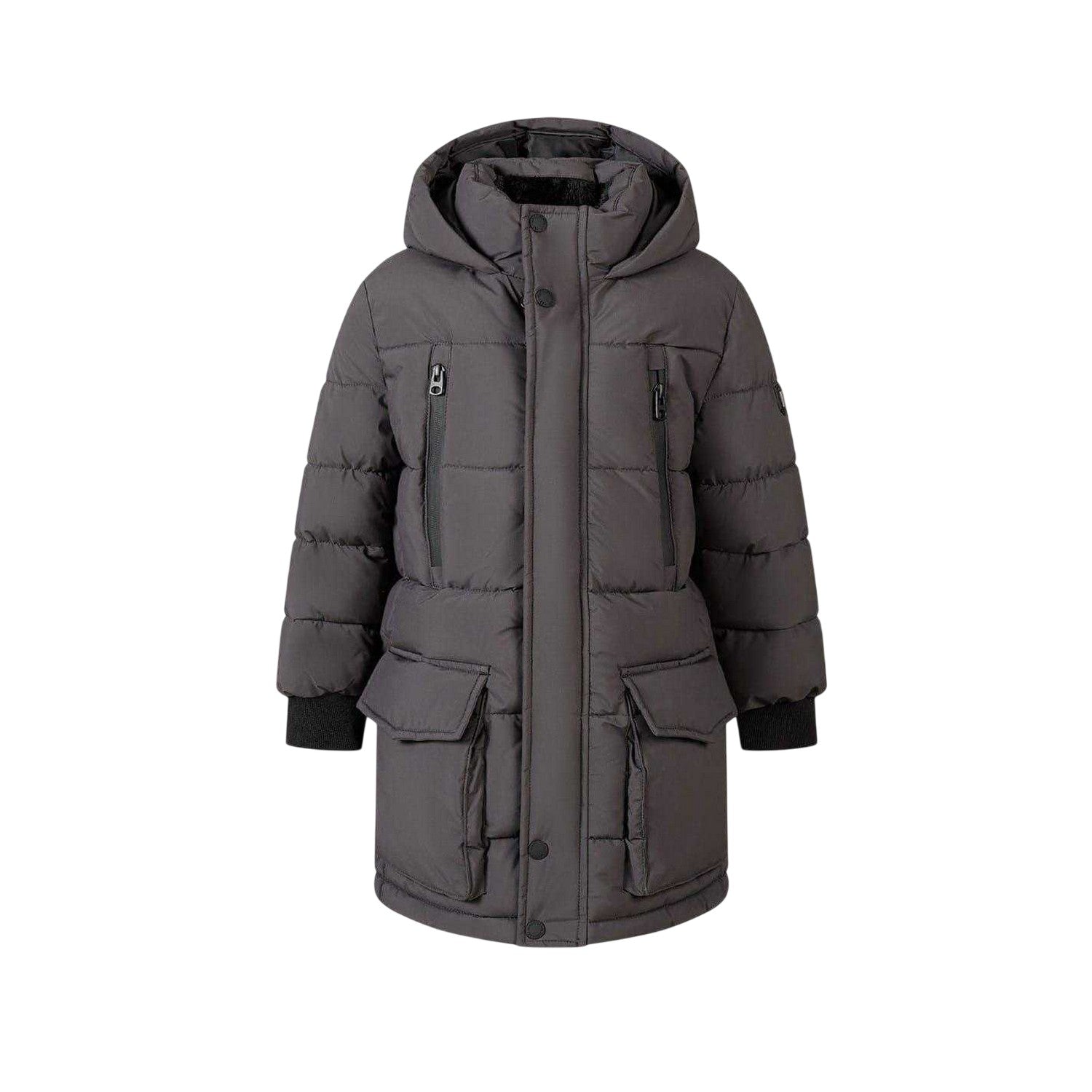 Charcoal - Front - Minoti Boys Quilted Parka