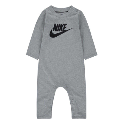Grey Heather Marl - Front - Nike Baby Logo Crew Neck Romper