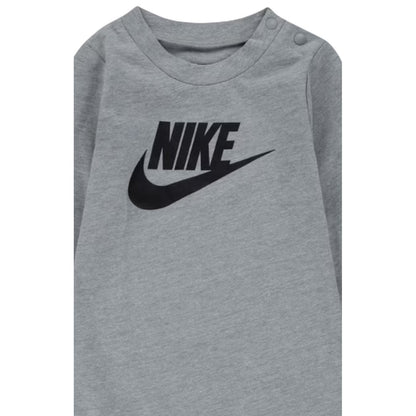 Grey Heather Marl - Back - Nike Baby Logo Crew Neck Romper
