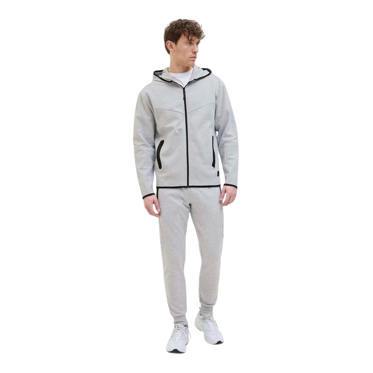 Light Grey Melange - Pack Shot - Jack And Jones Mens Slim Joggers