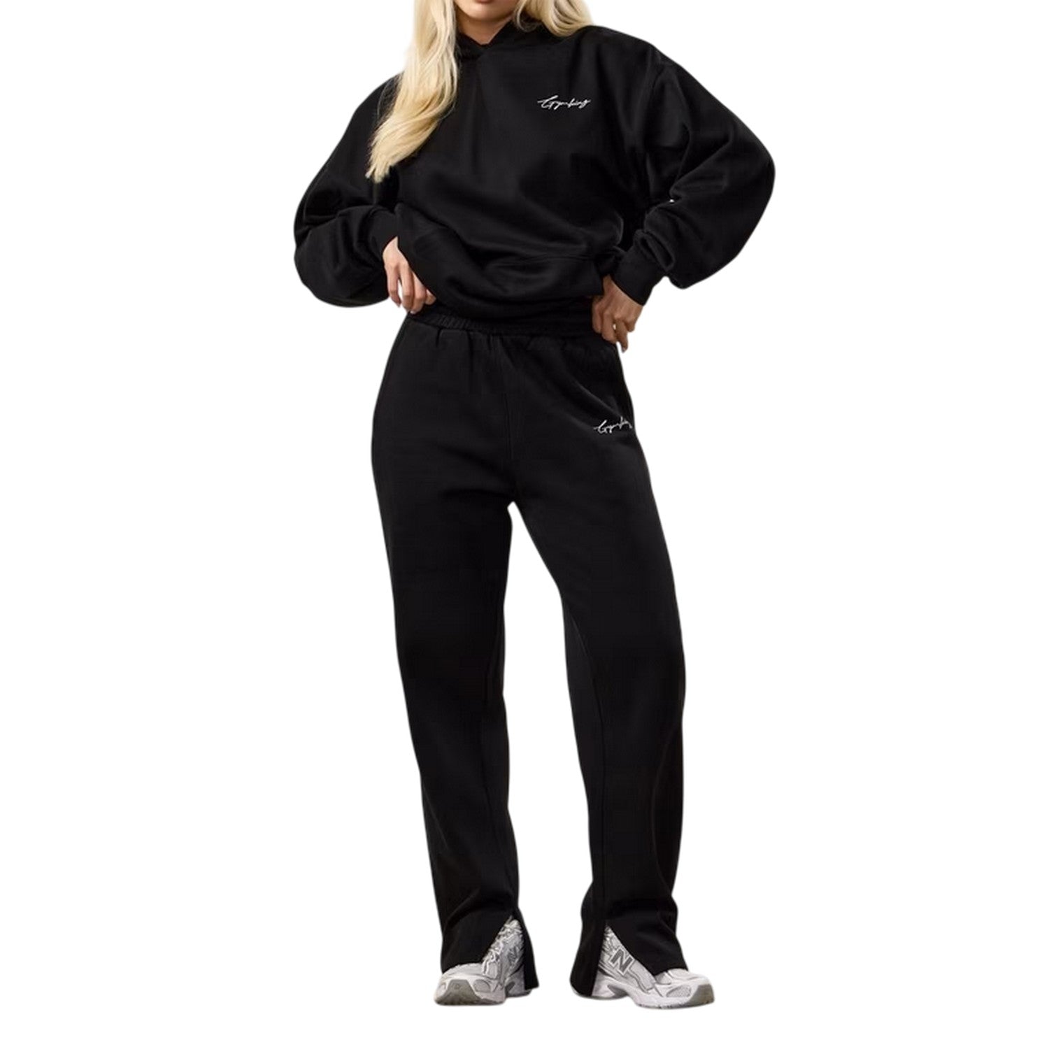 Black - Pack Shot - Gym King Womens-Ladies Straight Joggers