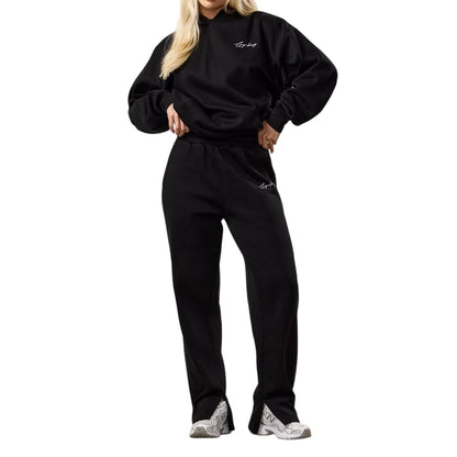 Black - Pack Shot - Gym King Womens-Ladies Straight Joggers