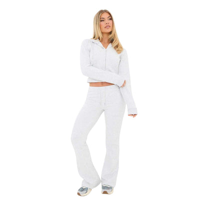 Grey - Front - I Saw It First Womens-Ladies Logo Flared Jogging Bottoms
