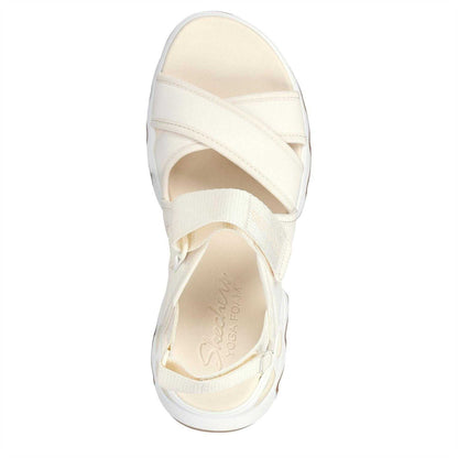 Off White - Back - Skechers Womens-Ladies Textile Sports Sandals