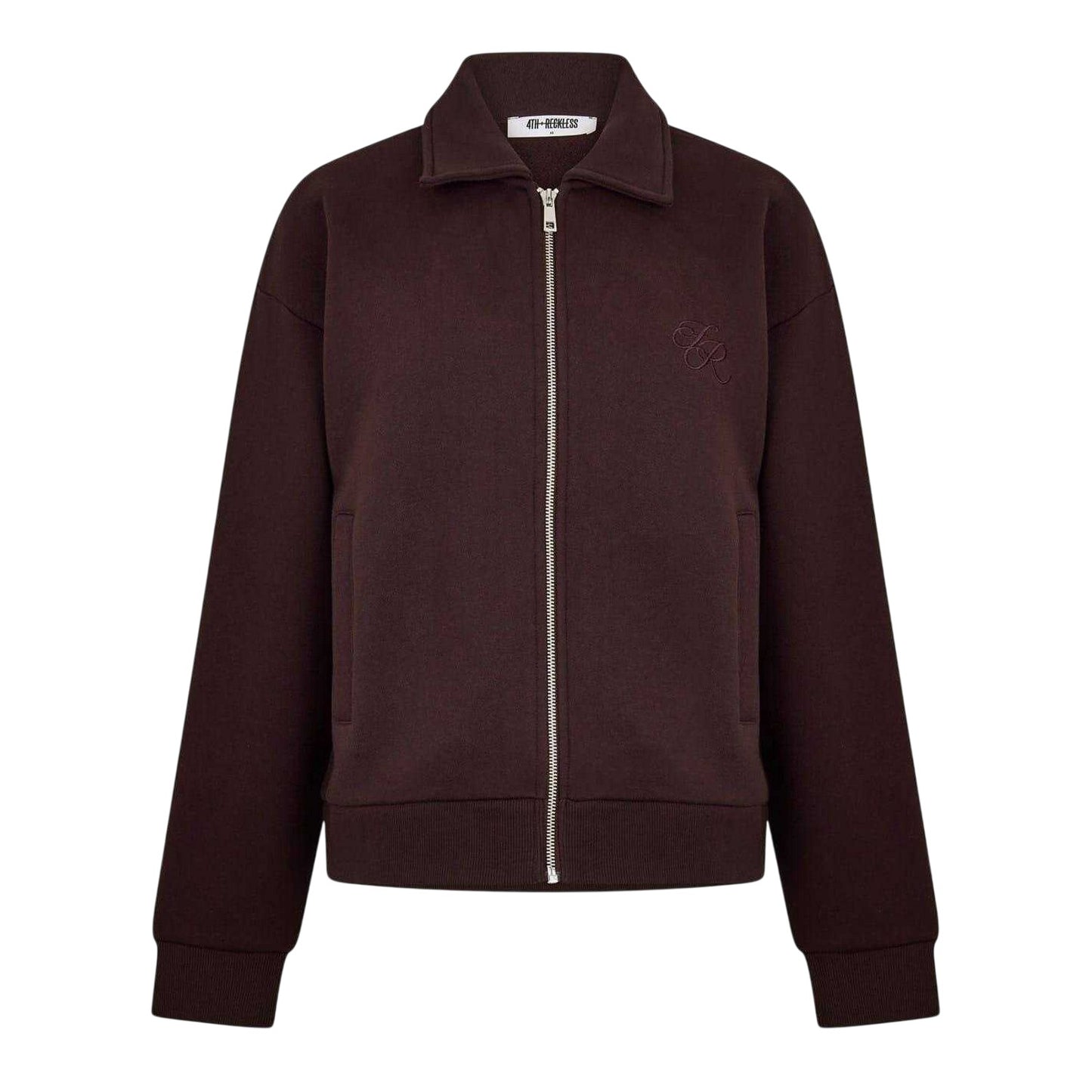 Chocolate - Front - 4th & Reckless Womens-Ladies Valerie Embroidered Logo Bomber Jacket