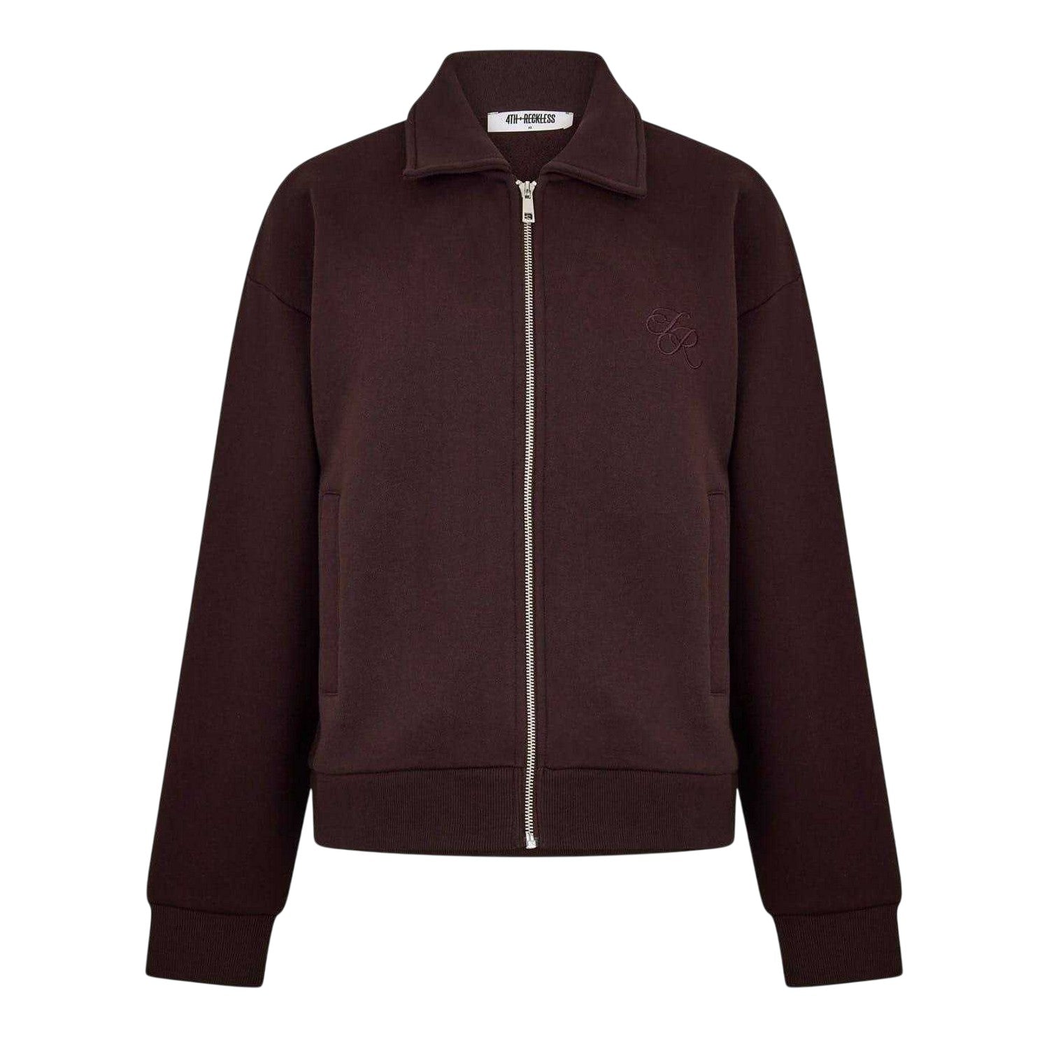 Chocolate - Front - 4th & Reckless Womens-Ladies Valerie Embroidered Logo Bomber Jacket