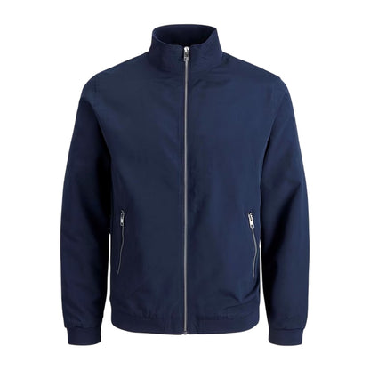 Navy Blazer - Front - Jack And Jones Mens Rush Regular Harrington Jacket