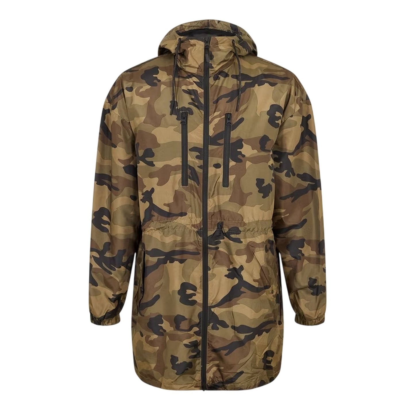 Khaki Brown - Front - Brave Soul Mens Camouflage Lightweight Parka