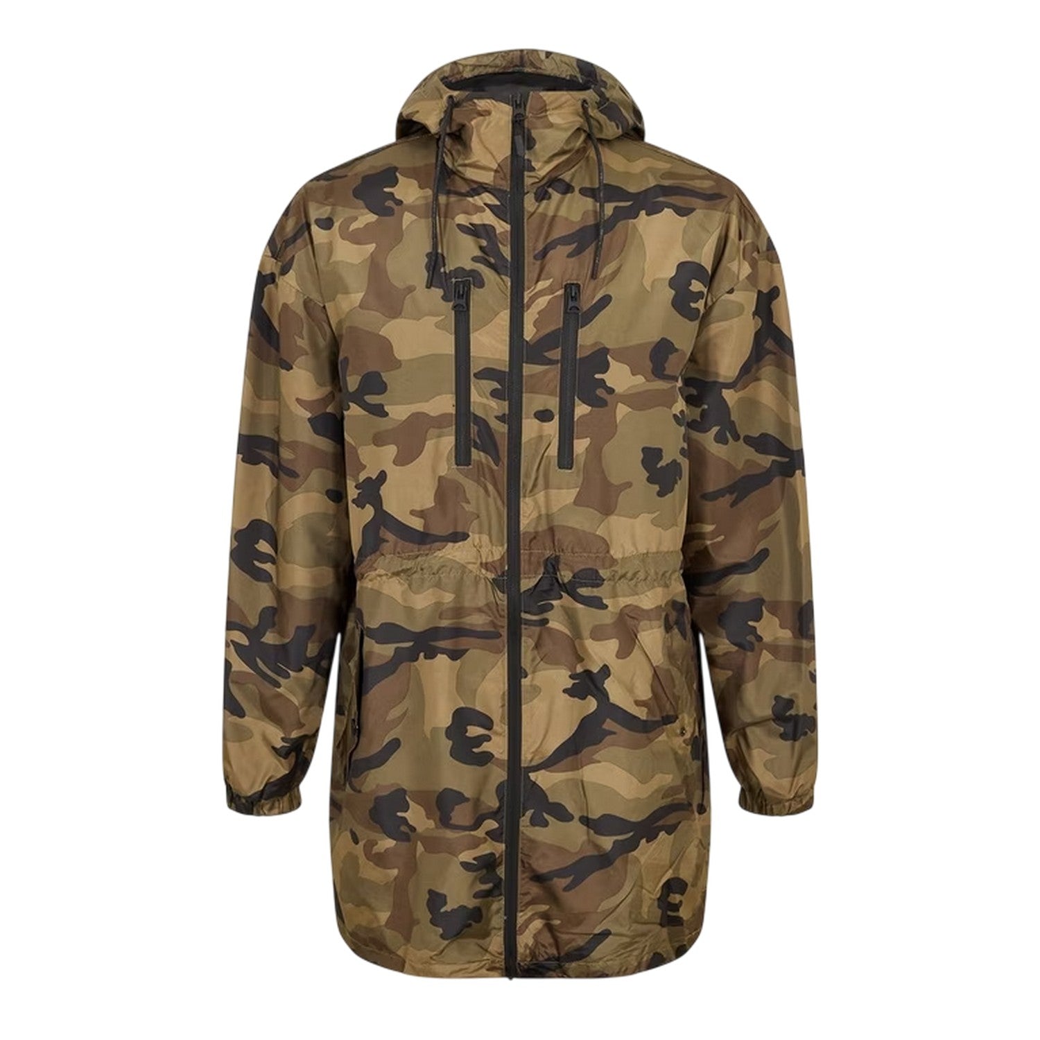 Khaki Brown - Front - Brave Soul Mens Camouflage Lightweight Parka