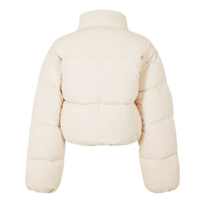 Cream - Back - Jack Wills Womens-Ladies Insulated Cropped Relaxed Fit Puffer Jacket