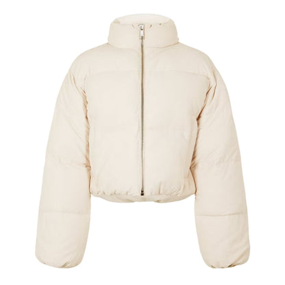 Cream - Front - Jack Wills Womens-Ladies Insulated Cropped Relaxed Fit Puffer Jacket