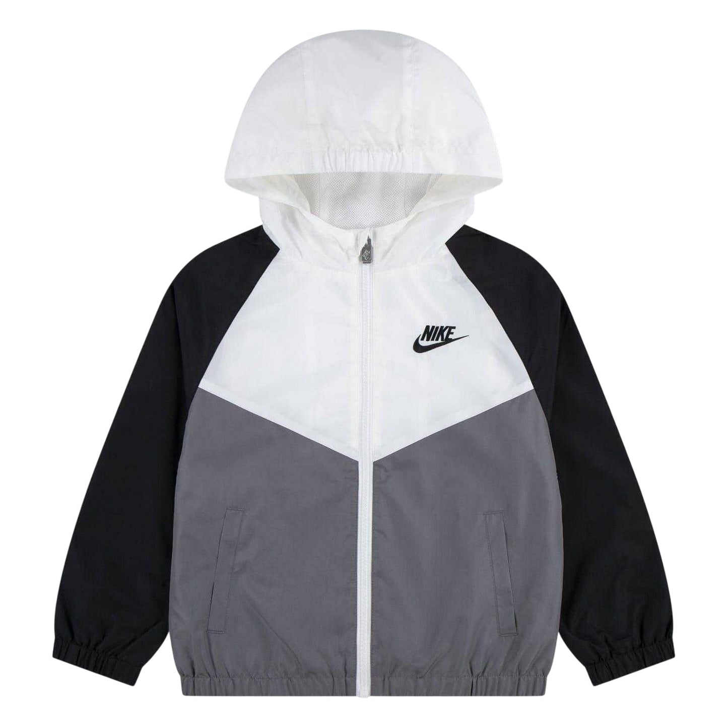 Black-White-Grey - Front - Nike Childrens-Kids Chevron Windbreaker