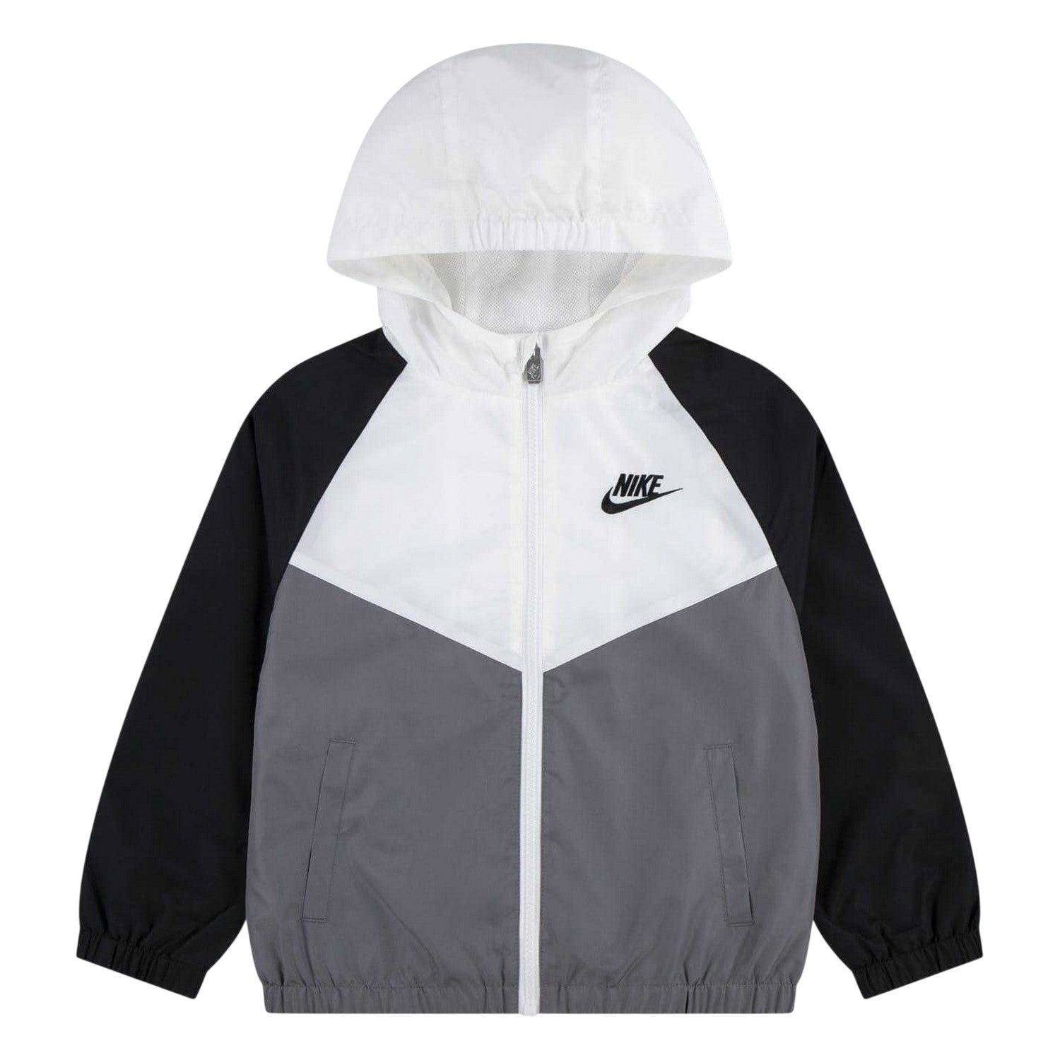 Black-White-Grey - Front - Nike Childrens-Kids Chevron Windbreaker