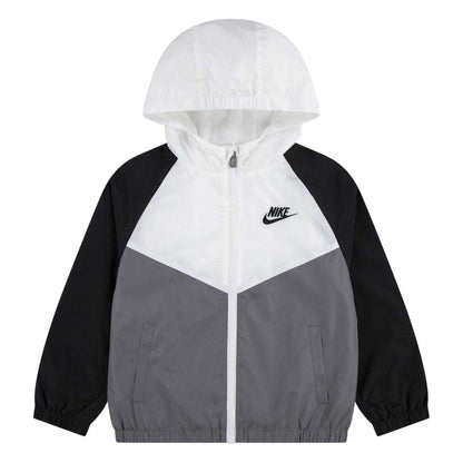 Black-White-Grey - Front - Nike Childrens-Kids Chevron Windbreaker