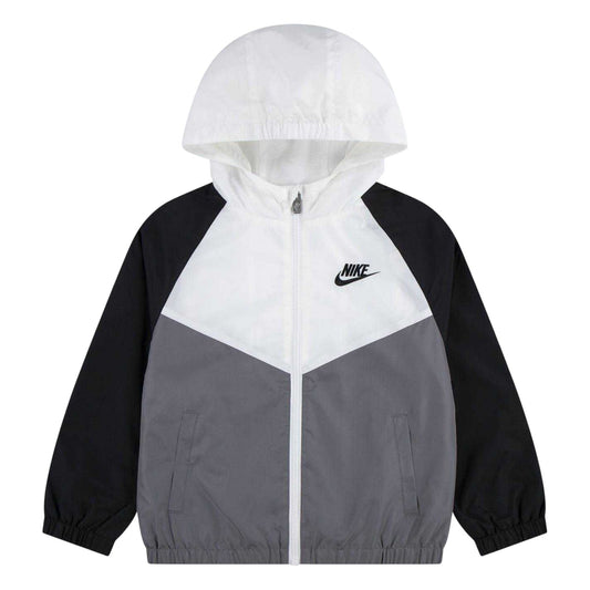 Black-White-Grey - Front - Nike Childrens-Kids Chevron Windbreaker