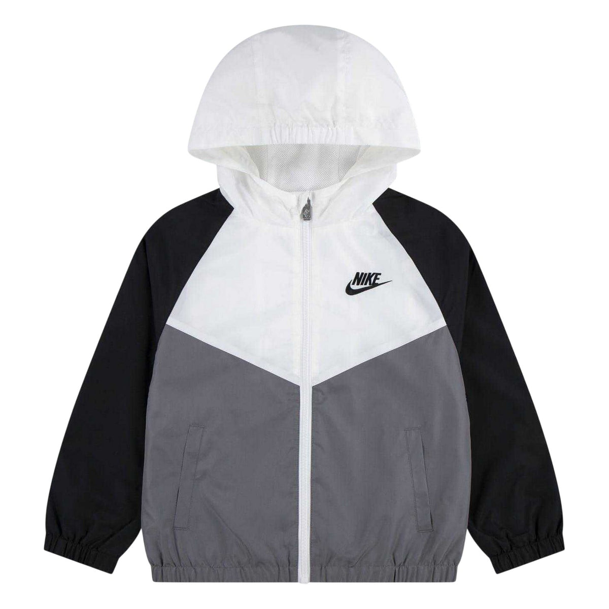 Black-White-Grey - Front - Nike Childrens-Kids Chevron Windbreaker