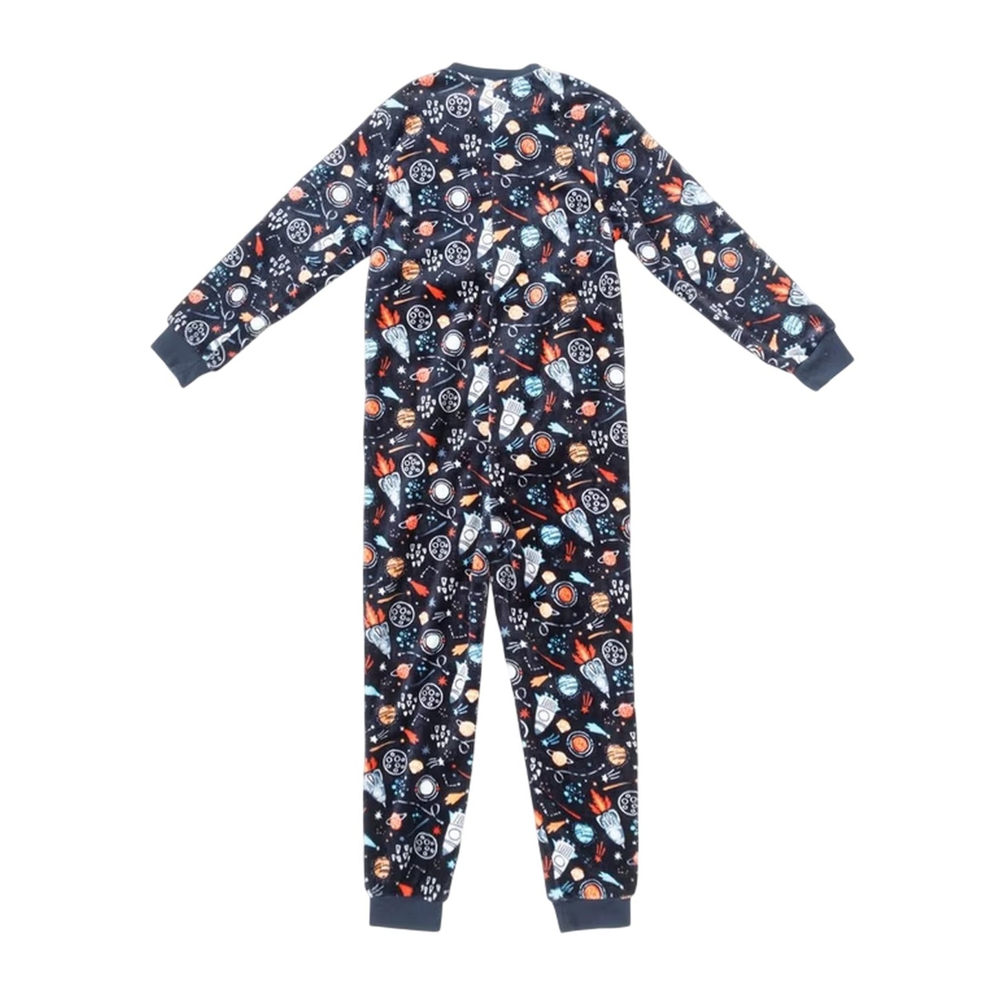 Space - Back - Star Childrens-Kids Space Fleece Sleepsuit