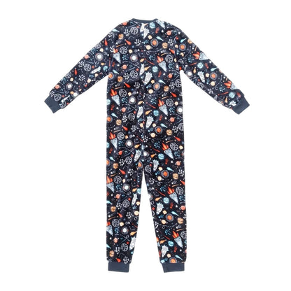 Space - Back - Star Childrens-Kids Space Fleece Sleepsuit