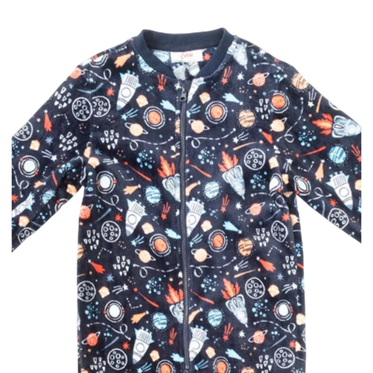 Space - Side - Star Childrens-Kids Space Fleece Sleepsuit