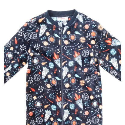 Space - Side - Star Childrens-Kids Space Fleece Sleepsuit