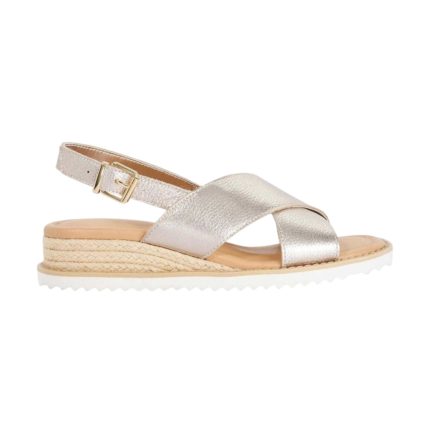 Gold - Front - Dune London Womens-Ladies Lemesos Leather Flat Sandals