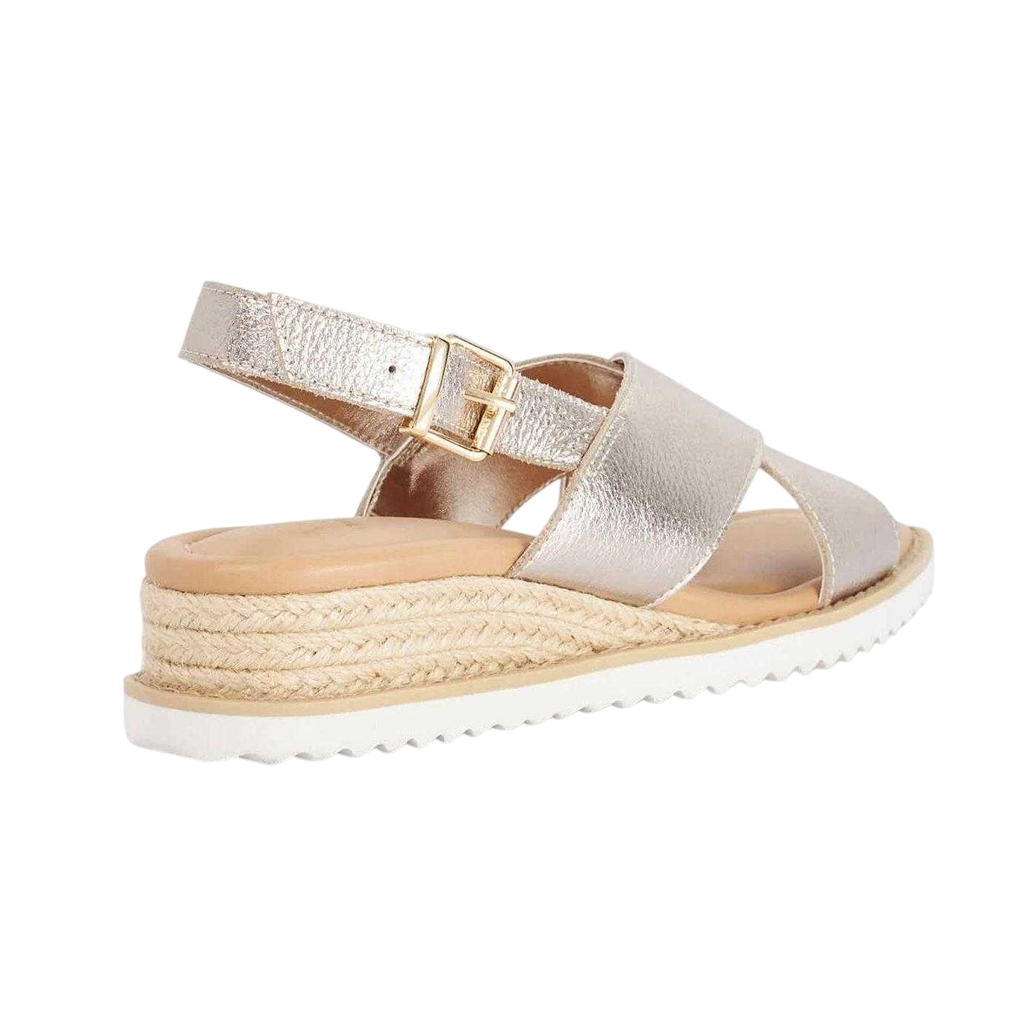 Gold - Back - Dune London Womens-Ladies Lemesos Leather Flat Sandals