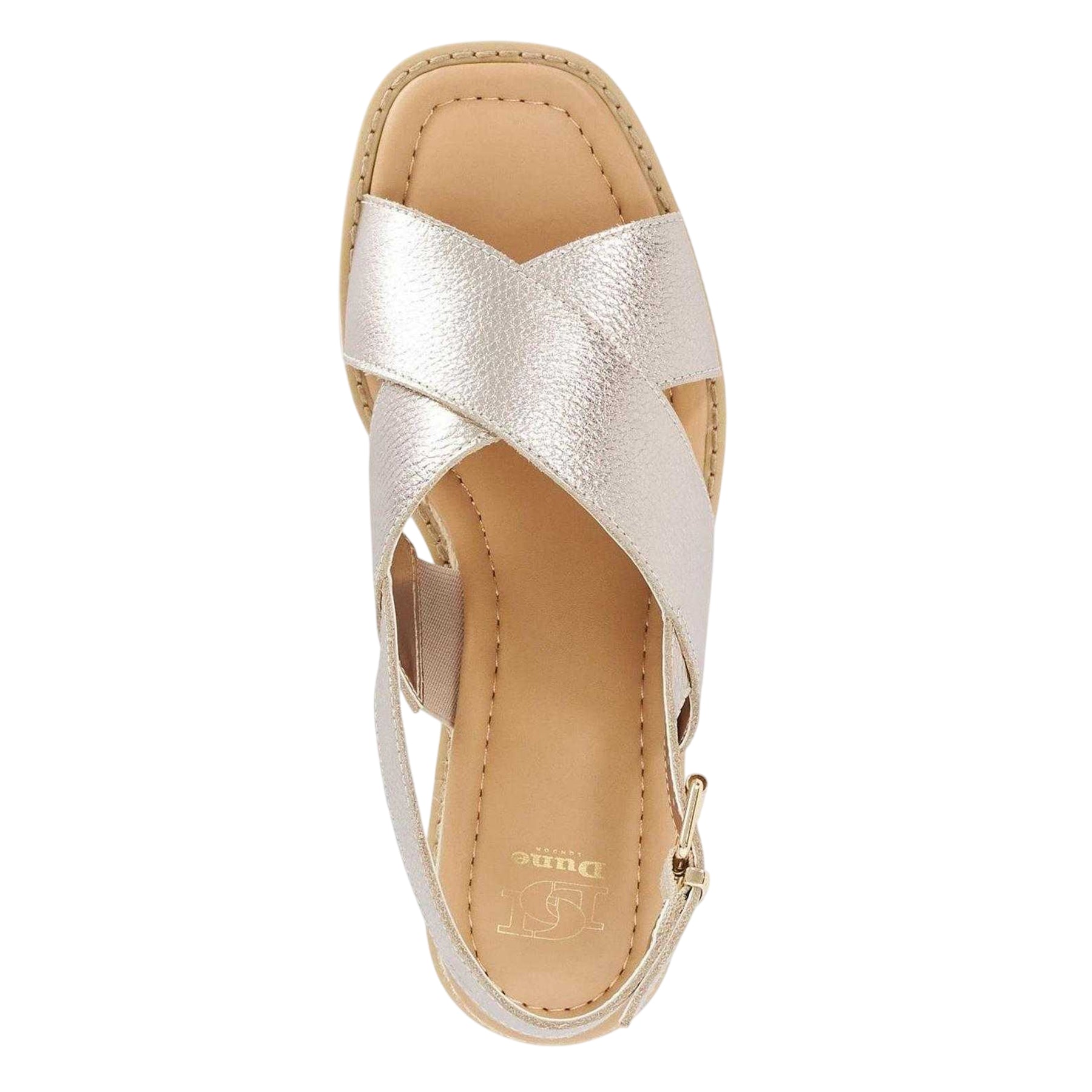 Gold - Side - Dune London Womens-Ladies Lemesos Leather Flat Sandals