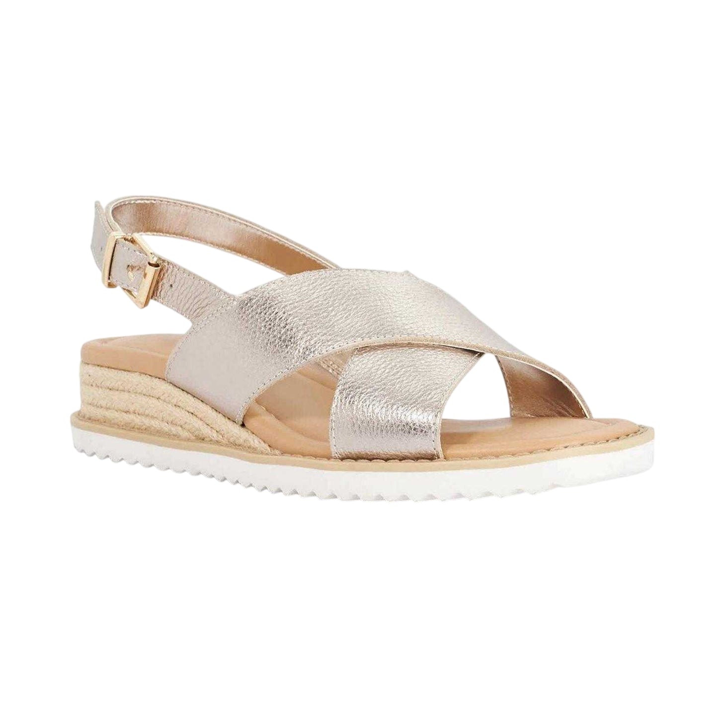 Gold - Lifestyle - Dune London Womens-Ladies Lemesos Leather Flat Sandals