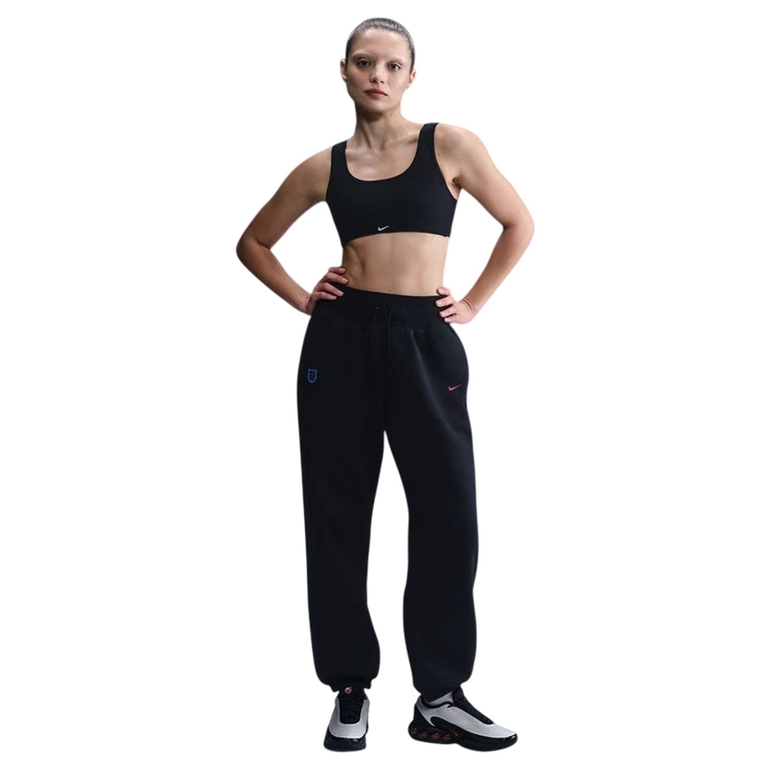 Black - Pack Shot - Nike Womens-Ladies Cotton Blend England FA Jogging Bottoms