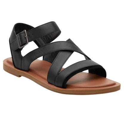Black - Front - Toms Womens-Ladies Sloane Strappy Leather Gladiator Sandals