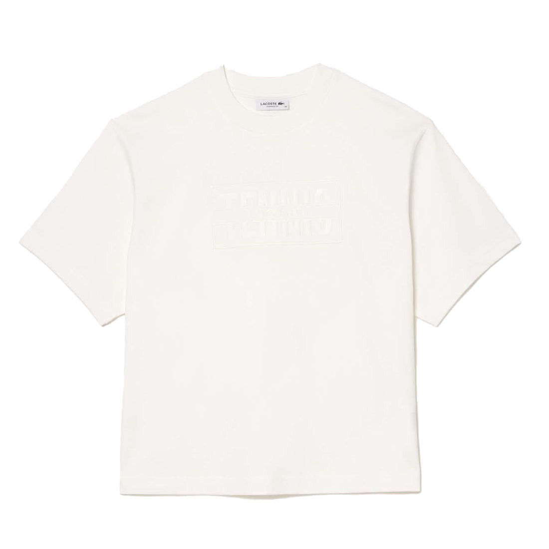 Cream - Front - Lacoste Womens-Ladies Embroidered Cotton Oversized Tennis T-Shirt