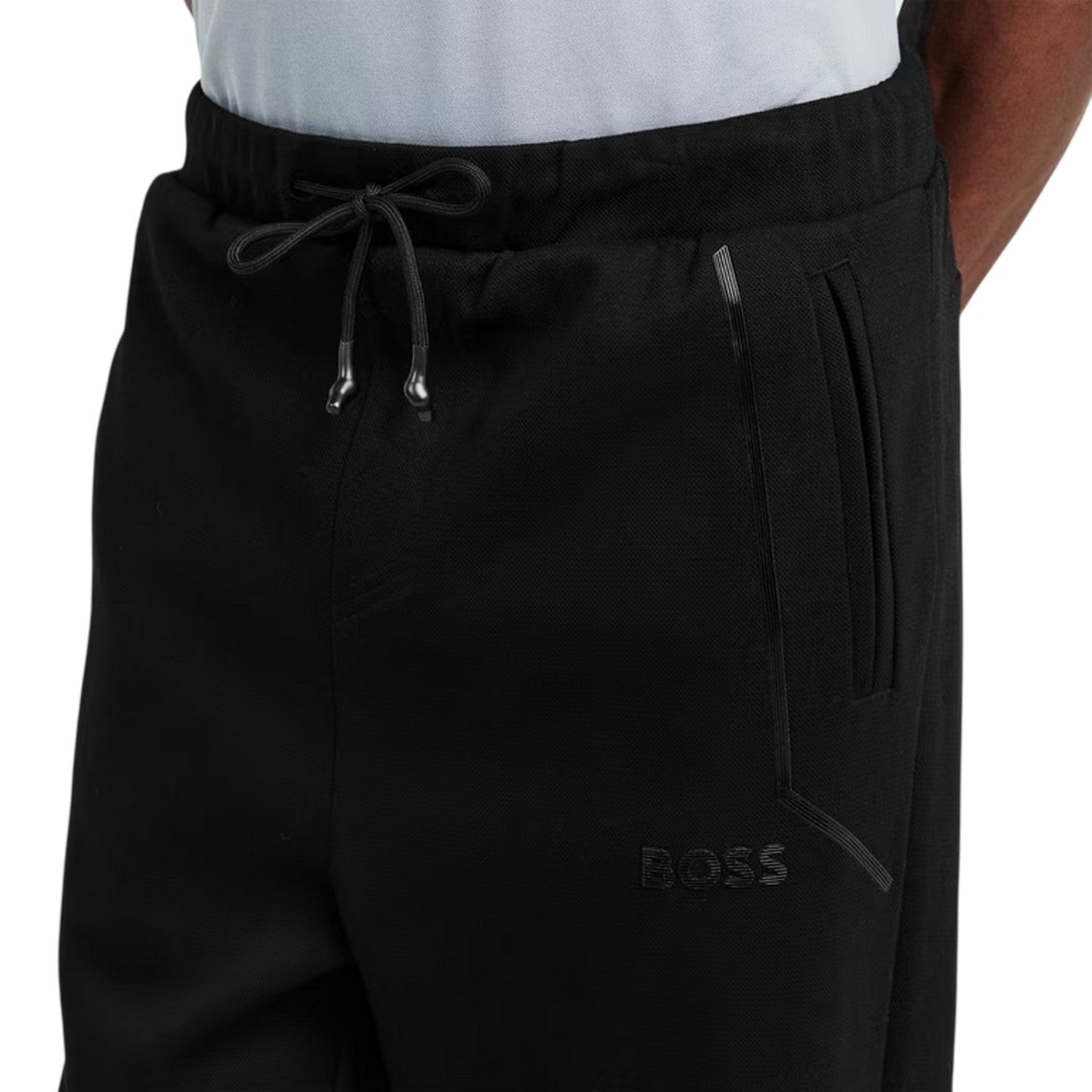 Black - Side - Boss Mens Hadiko Jogging Bottoms