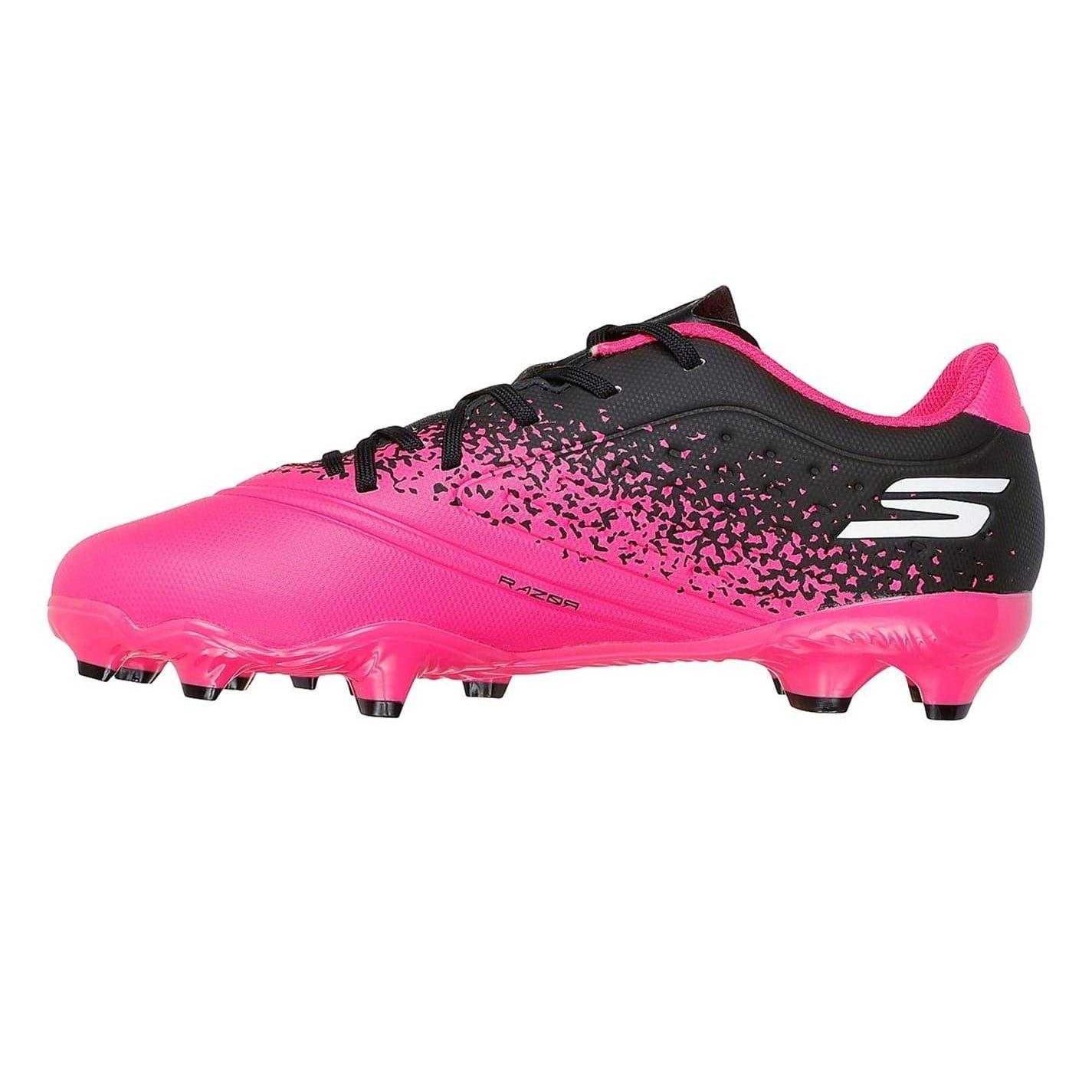 Black-Pink - Side - Skechers Childrens-Kids Graphic Print Firm Ground Rugby Boots