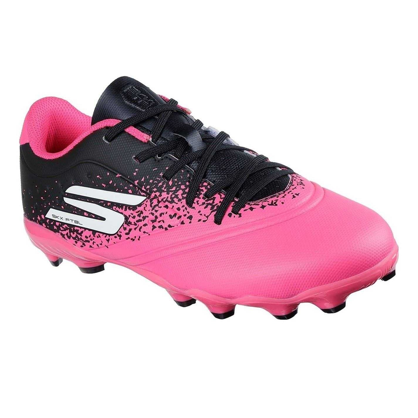Black-Pink - Pack Shot - Skechers Childrens-Kids Graphic Print Firm Ground Rugby Boots