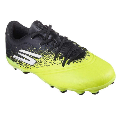 Yellow-Black - Pack Shot - Skechers Childrens-Kids Graphic Print Firm Ground Rugby Boots