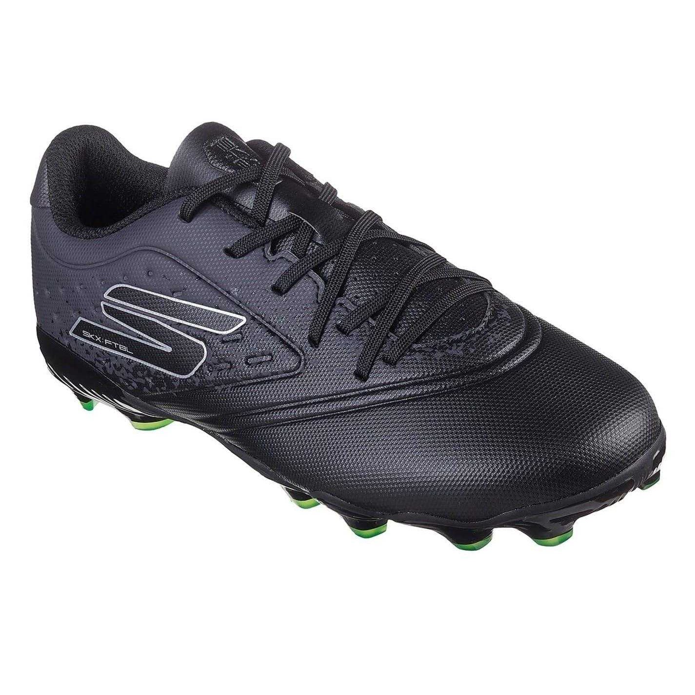 Black - Pack Shot - Skechers Childrens-Kids Graphic Print Firm Ground Rugby Boots