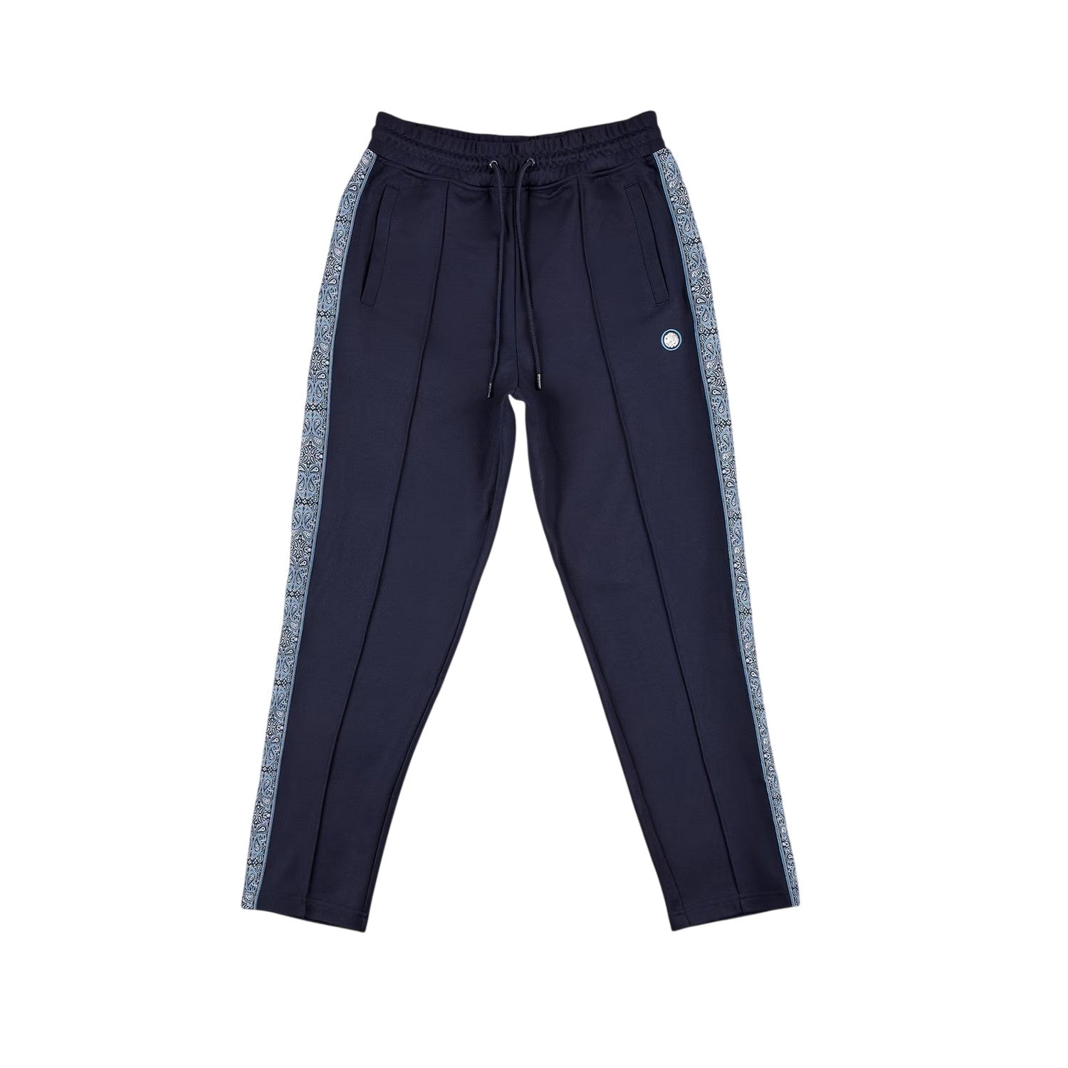 Navy - Front - Pretty Green Mens Paisley Taped Slim Joggers